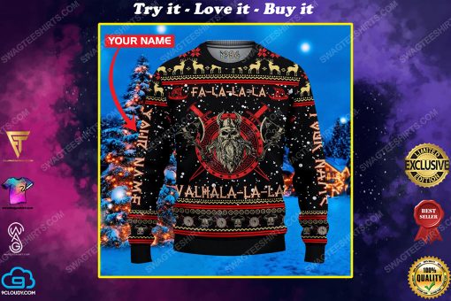 Custom fa-la-la-la valhalla-la viking ugly christmas sweater