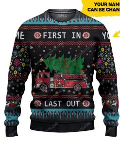 Custom firefighter and christmas tree ugly christmas sweater 1 - Copy (2)