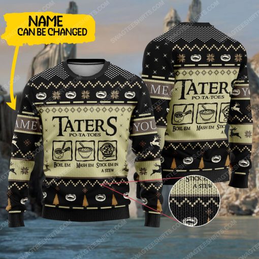 Custom lotr taters potatoes ugly christmas sweater 1
