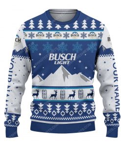 Custom name busch light beer ugly christmas sweater 1