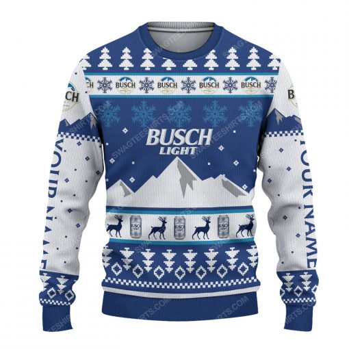 Custom name busch light beer ugly christmas sweater 1