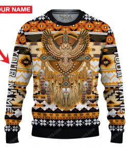 Custom native american owl ugly christmas sweater 1