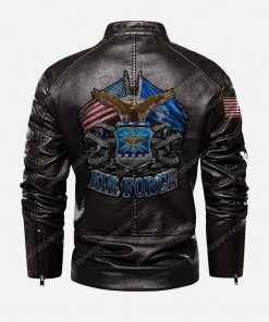 Custom united states air force double flag moto leather jacket