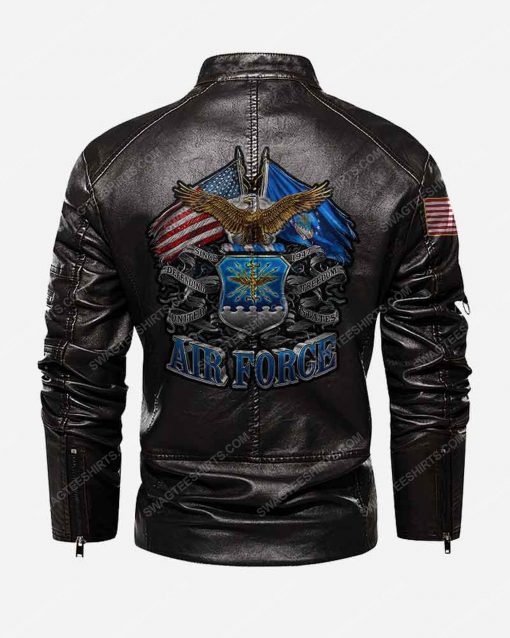 Custom united states air force double flag moto leather jacket