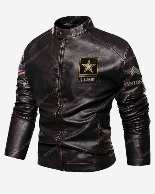 Custom united states army symbol moto leather jacket