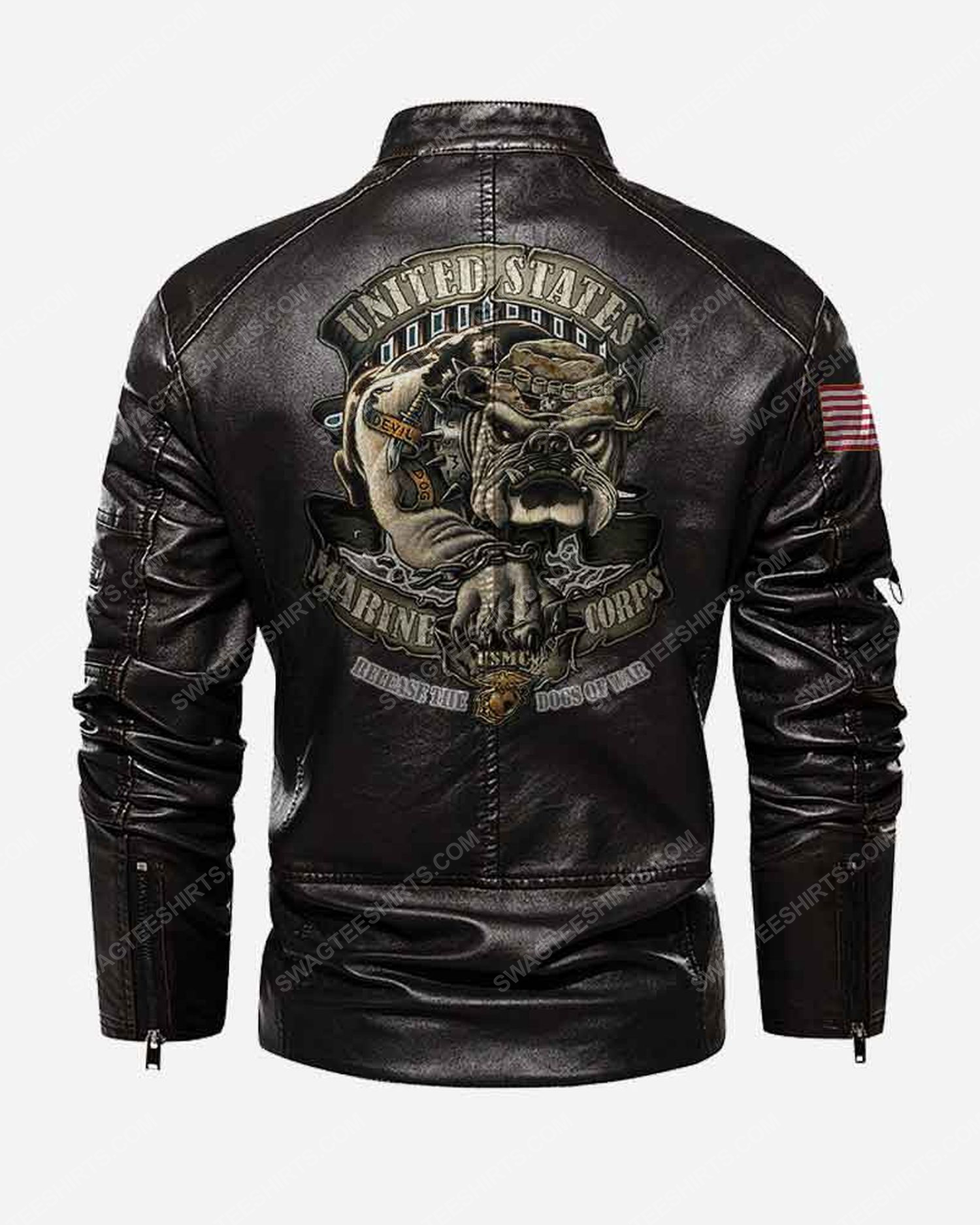 Custom united states marine corps release the dogs of war moto leather jacket