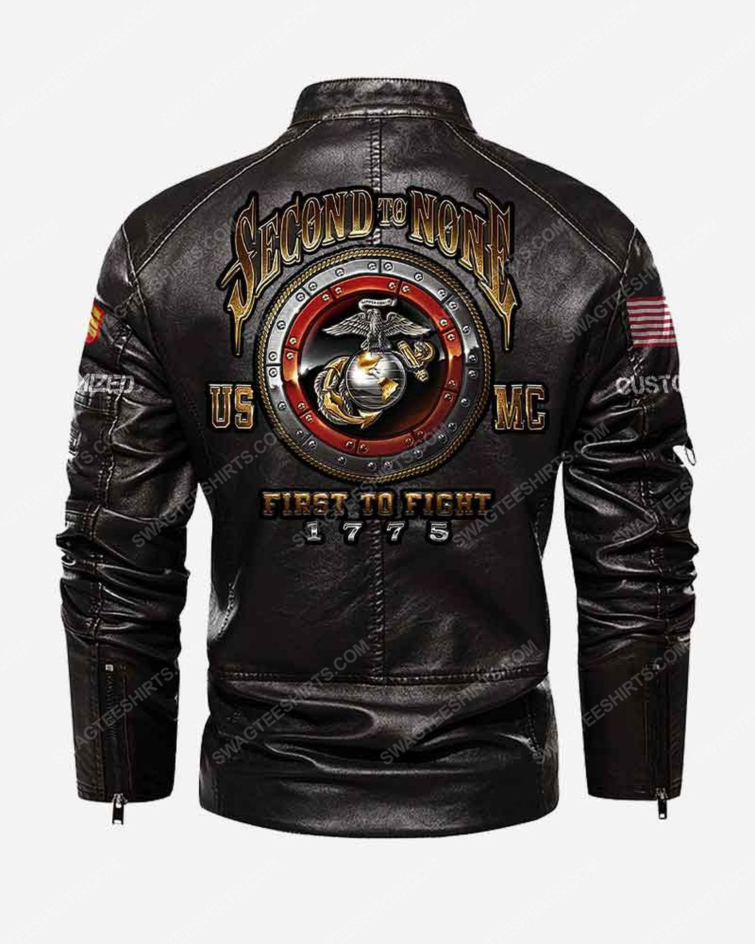 Custom united states marine corps second to none first to fight moto leather jacket