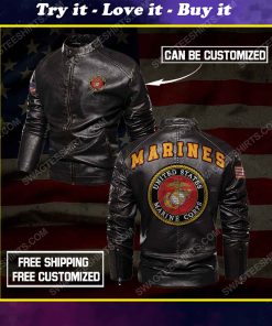 Custom united states marine corps symbol moto leather jacket