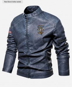 Custom united states navy anchor moto leather jacket