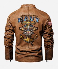 Custom united states navy anchor moto leather jacket