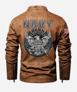 Custom united states navy any time any where all moto leather jacket