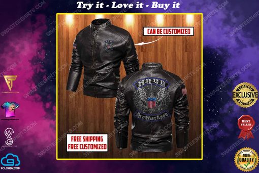 Custom united states navy brotherhood moto leather jacket