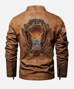 Custom united states navy eagle with flag moto leather jacket