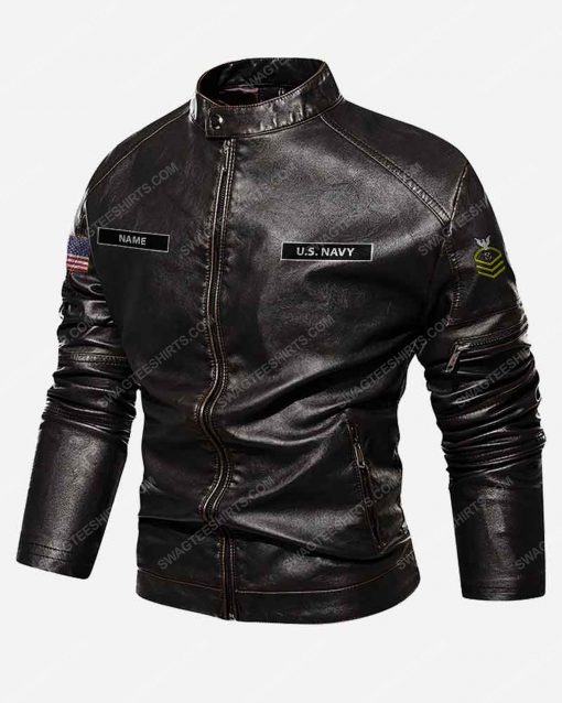 Custom united states navy seabees born to build trained to fight moto leather jacket