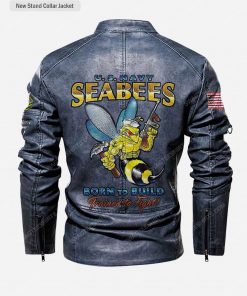 Custom united states navy seabees born to build trained to fight moto leather jacket