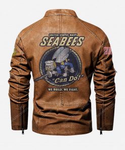 Custom united states navy seabees can do we build we fight moto leather jacket