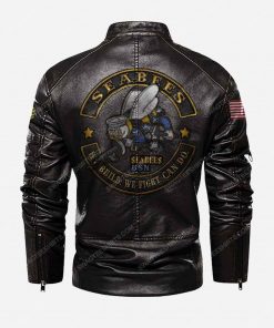 Custom united states navy seabees we build we fight can do moto leather jacket