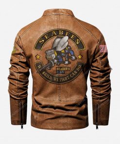 Custom united states navy seabees we build we fight can do moto leather jacket