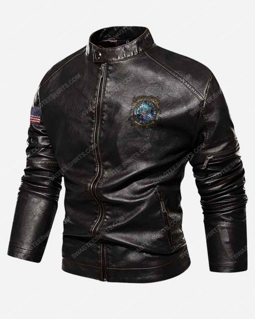 Custom united states navy second to none moto leather jacket