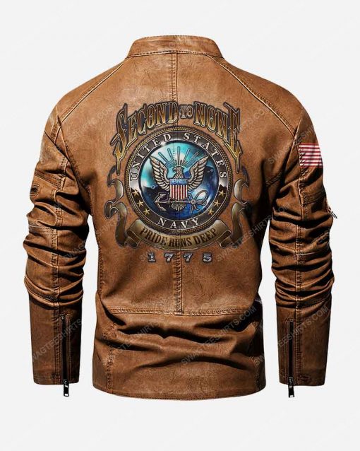 Custom united states navy second to none moto leather jacket
