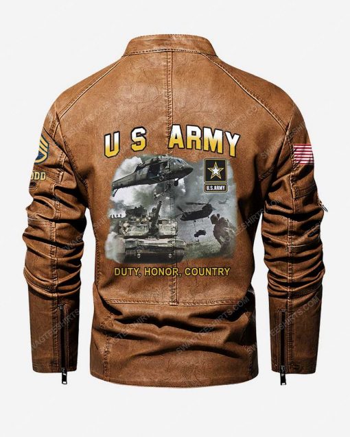 Custom us army duty honor country moto leather jacket