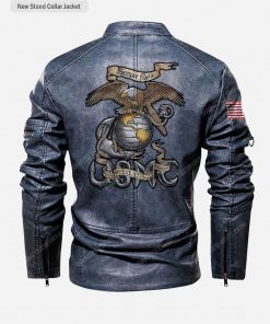 Custom usmc semper fi eagle flag moto leather jacket
