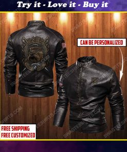 Custom usmc veteran semper fi moto leather jacket
