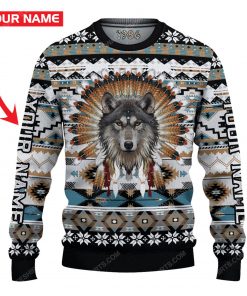 Custom wolf native american ugly christmas sweater 1 - Copy (3)