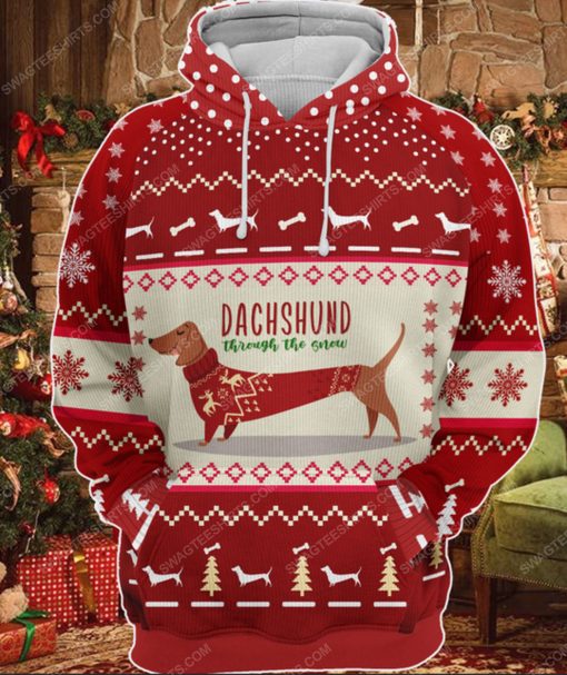 Dachshund through the snow ugly christmas sweater