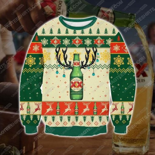 Dos equis reindeer all over print ugly christmas sweater