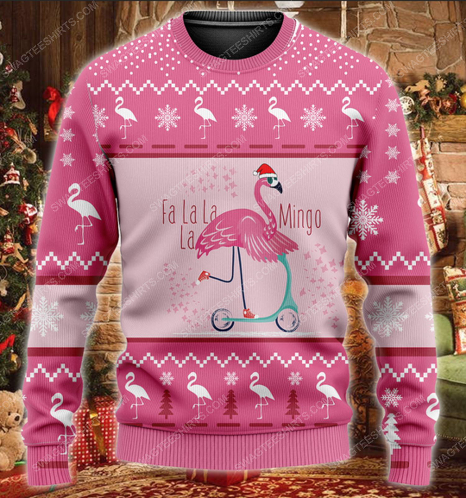 Fa la la la mingo all over print ugly christmas sweater 2