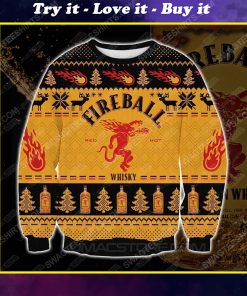 Fireball cinnamon whisky ugly christmas sweater 1