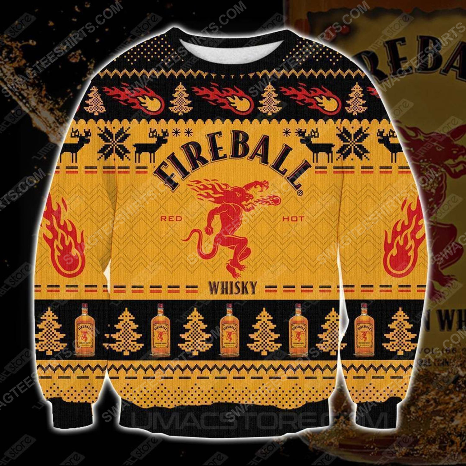 Fireball cinnamon whisky ugly christmas sweater - Copy (2)