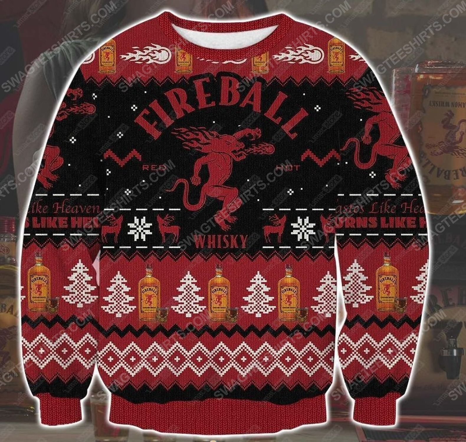 Fireball red hot whiskey ugly christmas sweater - Copy (2)