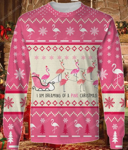 Flamingo i'm dreaming of a wine ugly christmas sweater