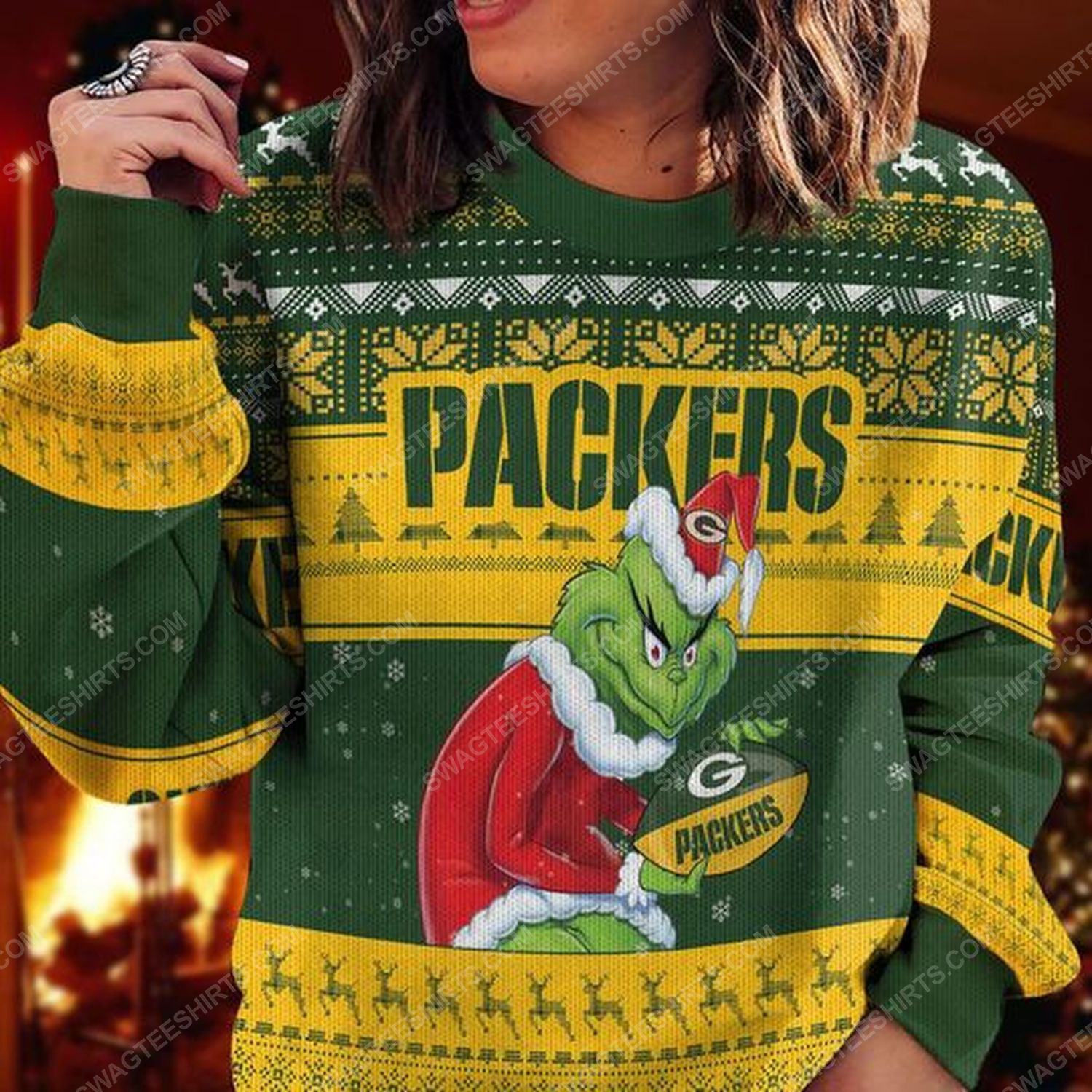 High quality] Green bay packers grinch christmas sweater