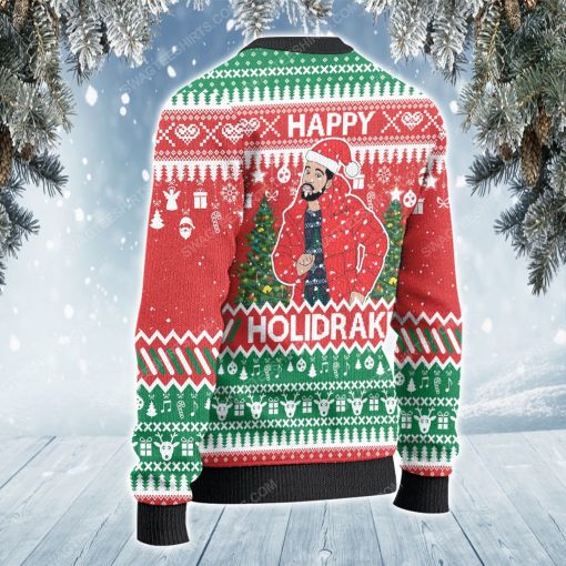 Happy holi drake all over print ugly christmas sweater