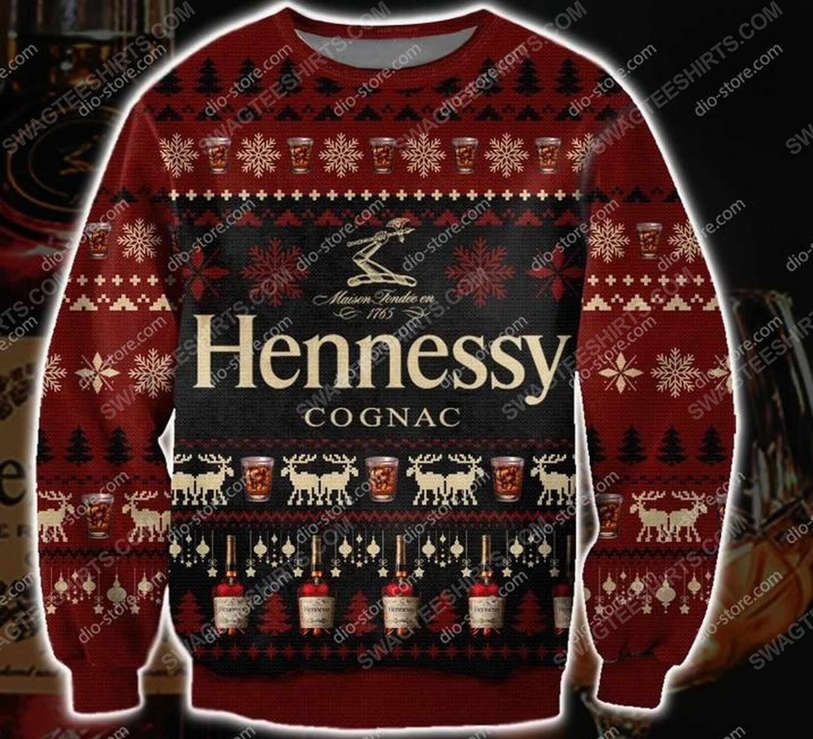 Hennessy cognac all over print ugly christmas sweater - Copy (2)