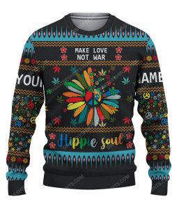 Hippie soul make love not war ugly christmas sweater 1