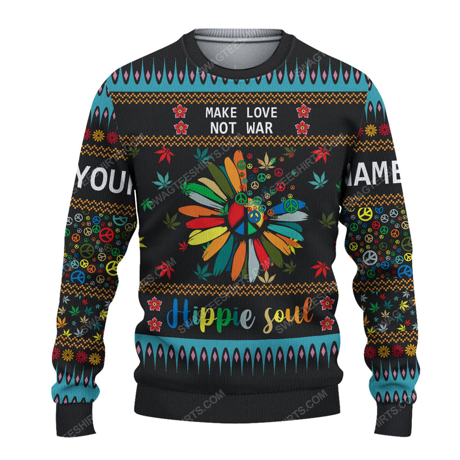 Hippie soul make love not war ugly christmas sweater 1 - Copy (3)
