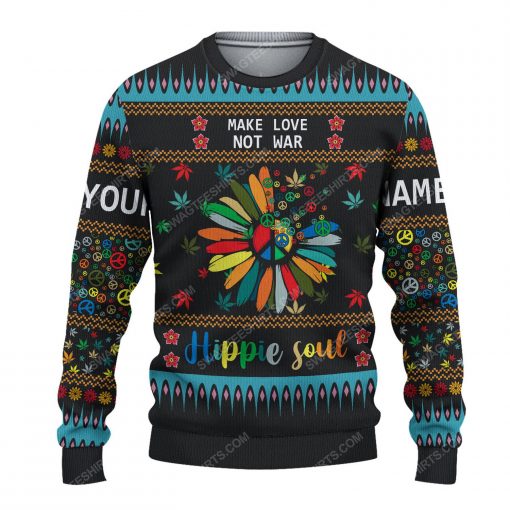 Hippie soul make love not war ugly christmas sweater 1 - Copy