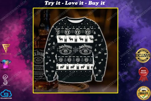 Jack daniels old time all over print ugly christmas sweater 1