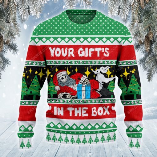 Jack skellington your gifts in the box ugly christmas sweater