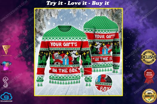 Jack skellington your gifts in the box ugly christmas sweater