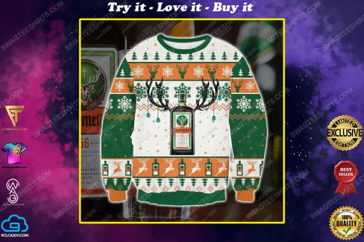 Jagermeister reindeer all over print ugly christmas sweater 1