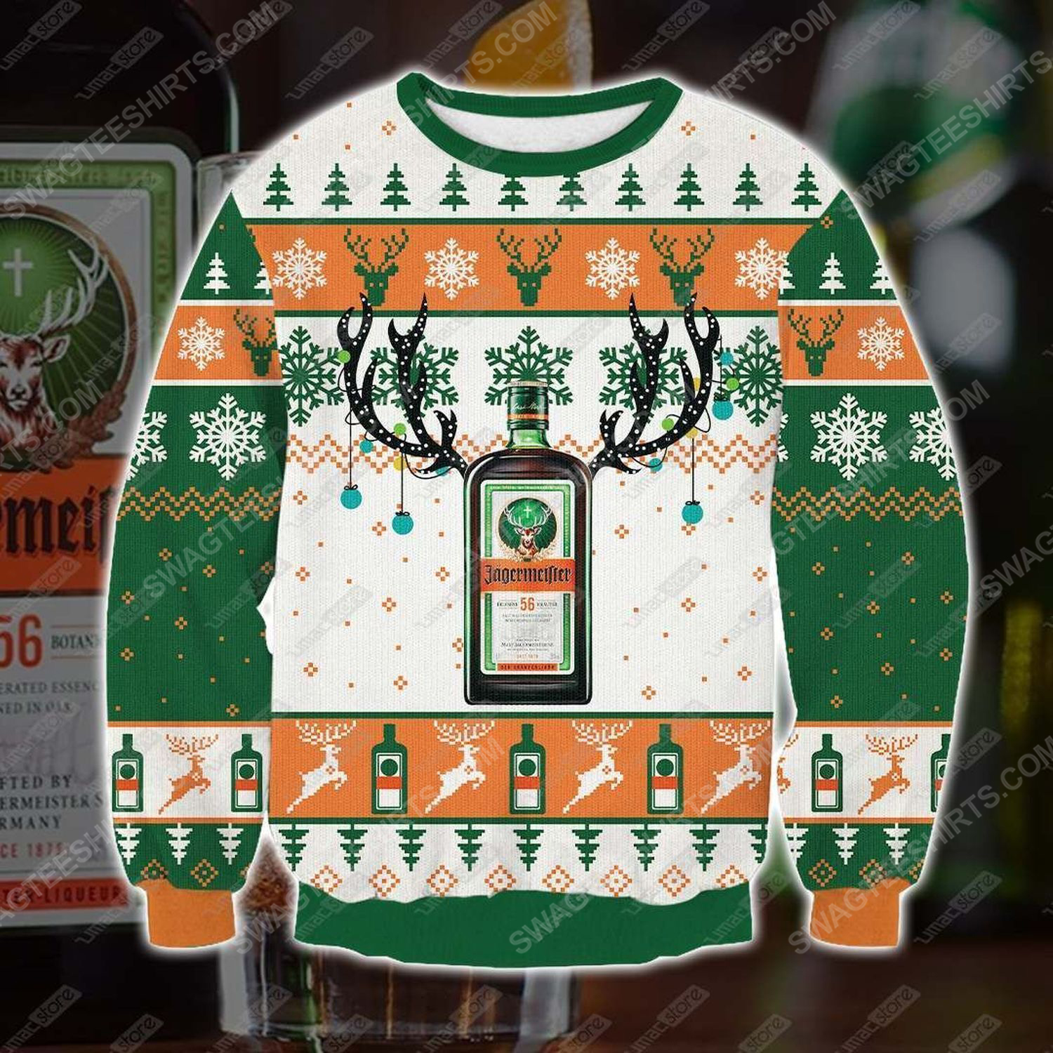 Jagermeister reindeer all over print ugly christmas sweater - Copy (2)