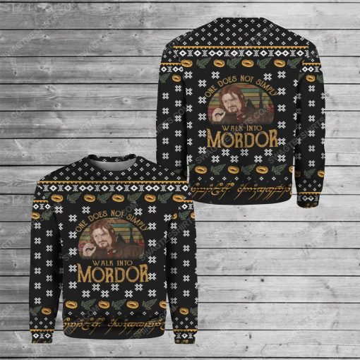LOTR one does not simply walk into mordor ugly christmas sweater 1