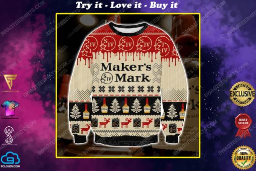 Maker's mark whisky ugly christmas sweater 1