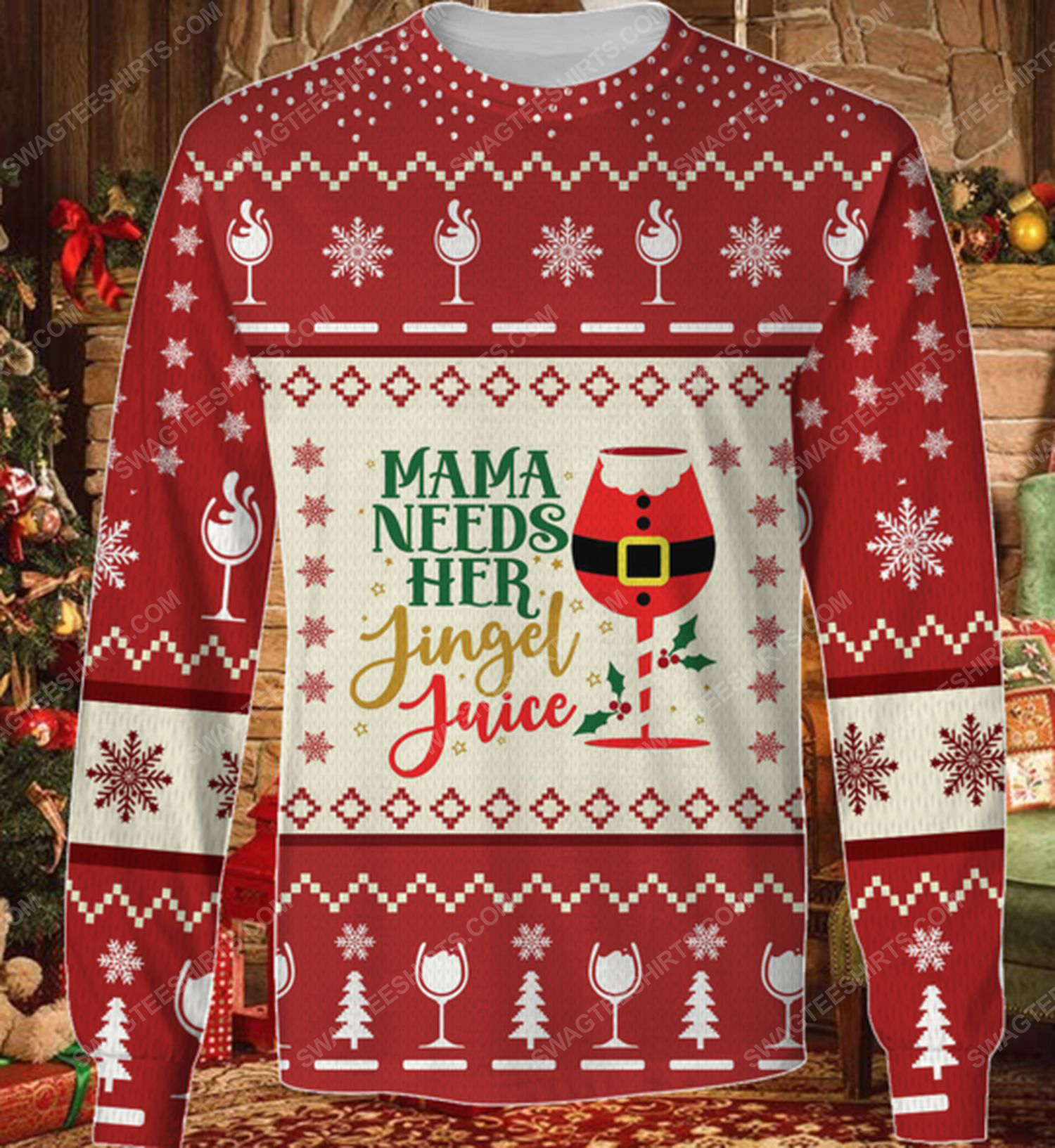 Mama needs her jiggle juice ugly christmas sweater