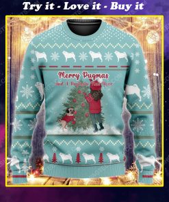 Merry pugmas all over print ugly christmas sweater